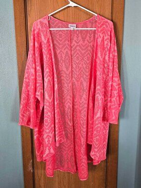 Pink Lularoe Open Sheer Cardigan Size Large